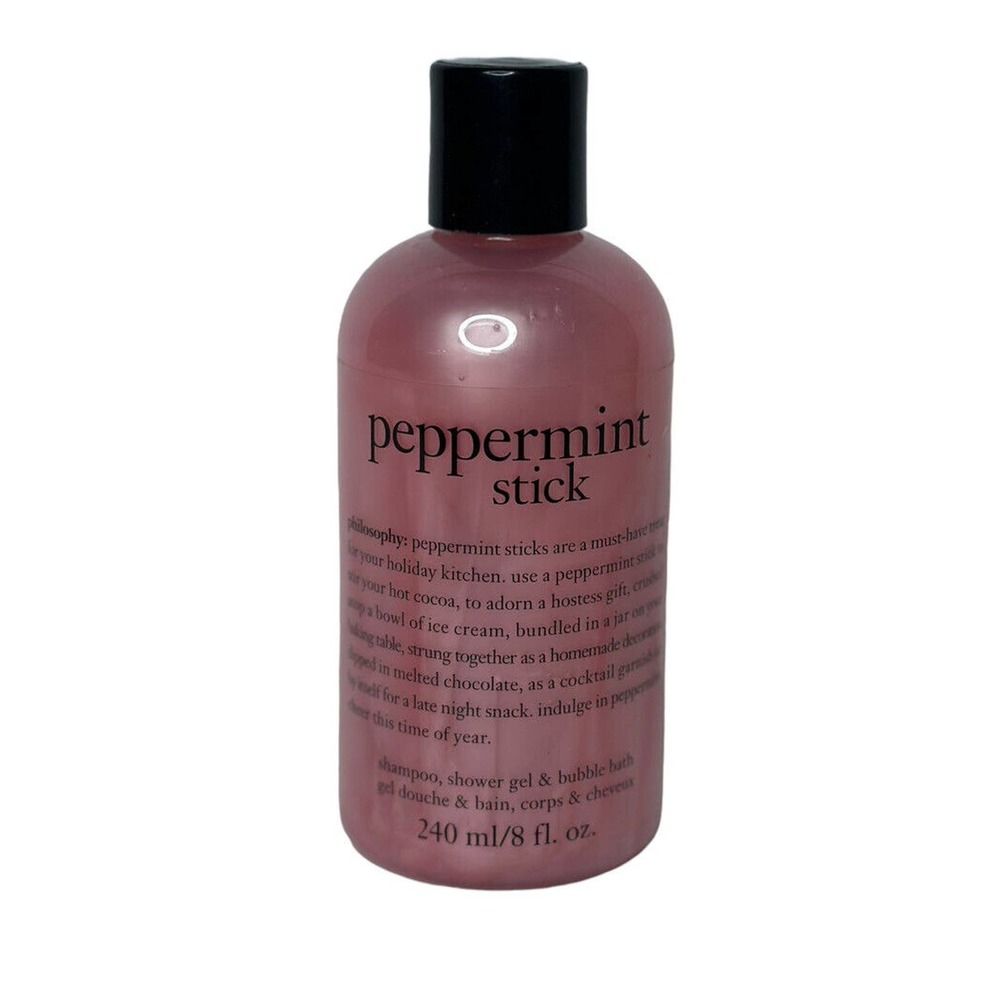 NEW Philosophy Peppermint Stick 8 oz‎ 3in1 Shampoo Shower Gel Bubble Bath SEALED